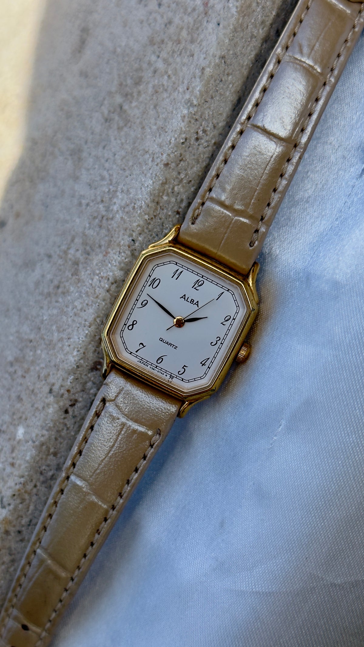 Vintage 1996 Seiko Alba Watch - Gold Plated Case, Genuine Leather