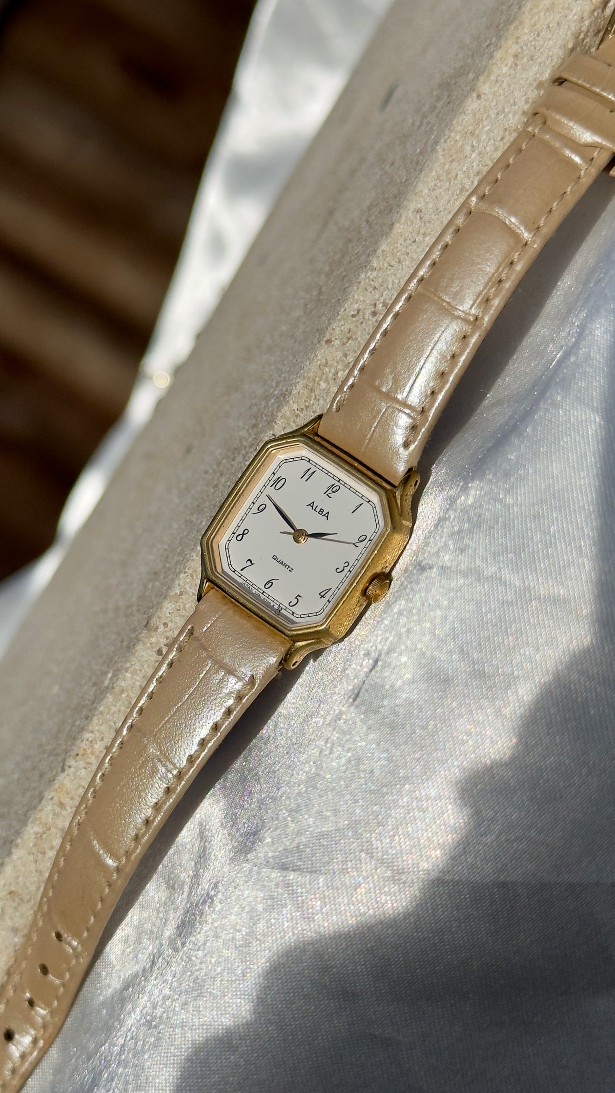 Vintage 1996 Seiko Alba Watch - Gold Plated Case, Genuine Leather