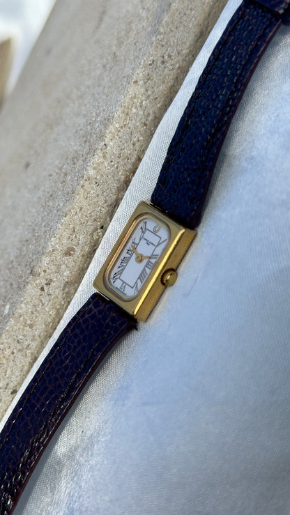 Vintage 1980s Charles Jourdan Paris Watch - Gold Plated Case, Genuine Handmade Leather