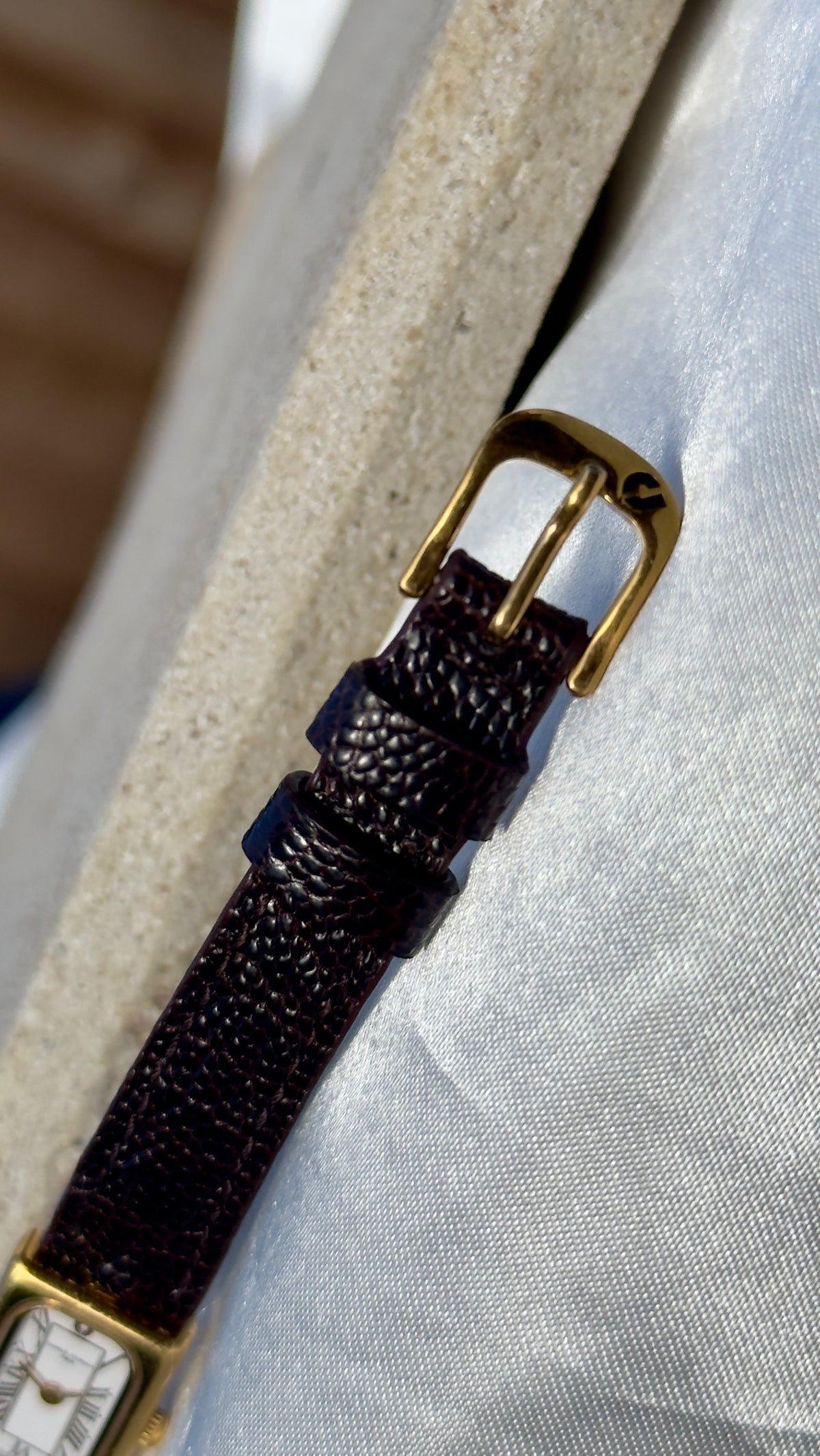 Vintage 1980s Charles Jourdan Paris Watch - Gold Plated Case, Genuine Handmade Leather