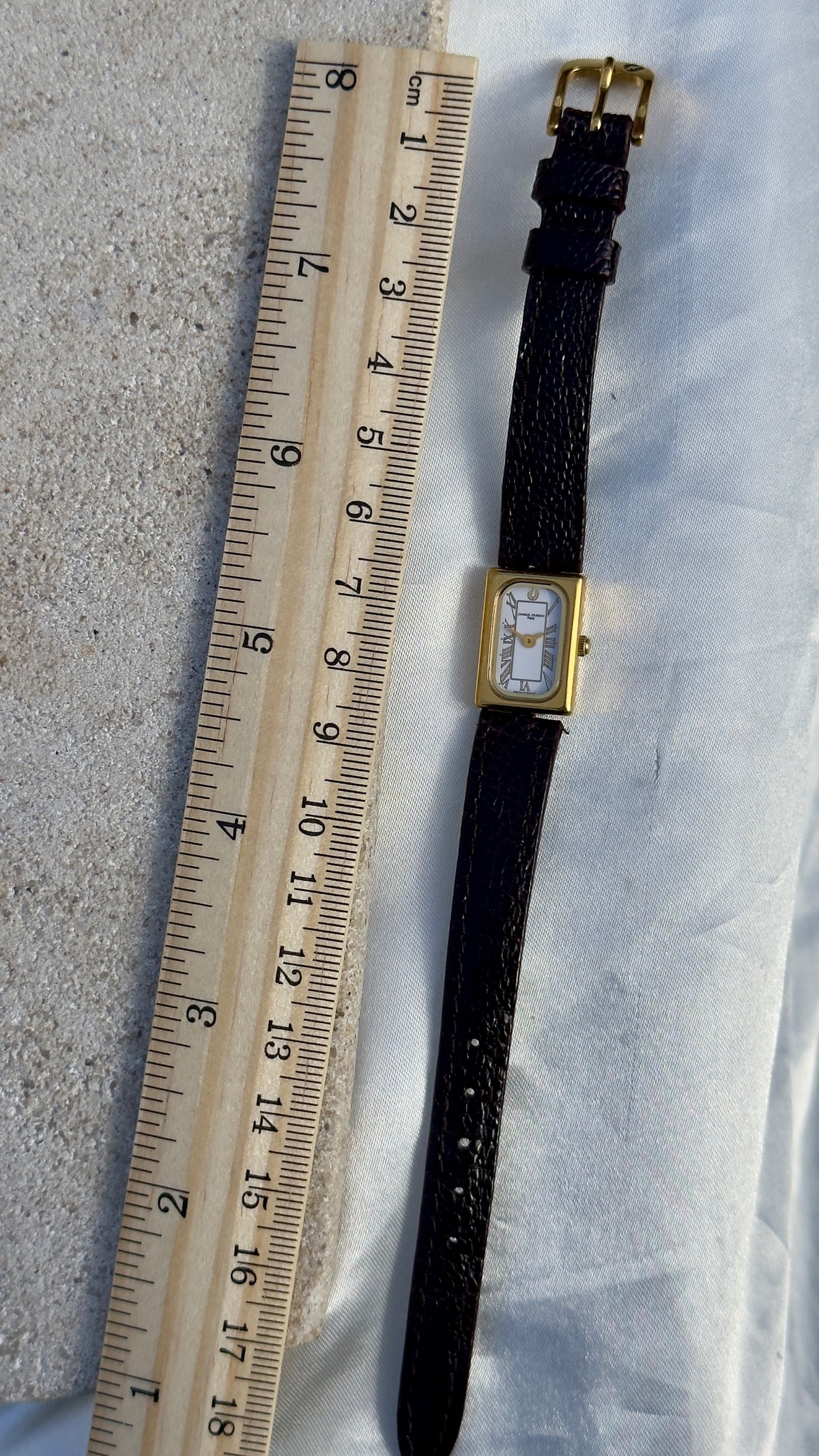 Vintage 1980s Charles Jourdan Paris Watch - Gold Plated Case, Genuine Handmade Leather