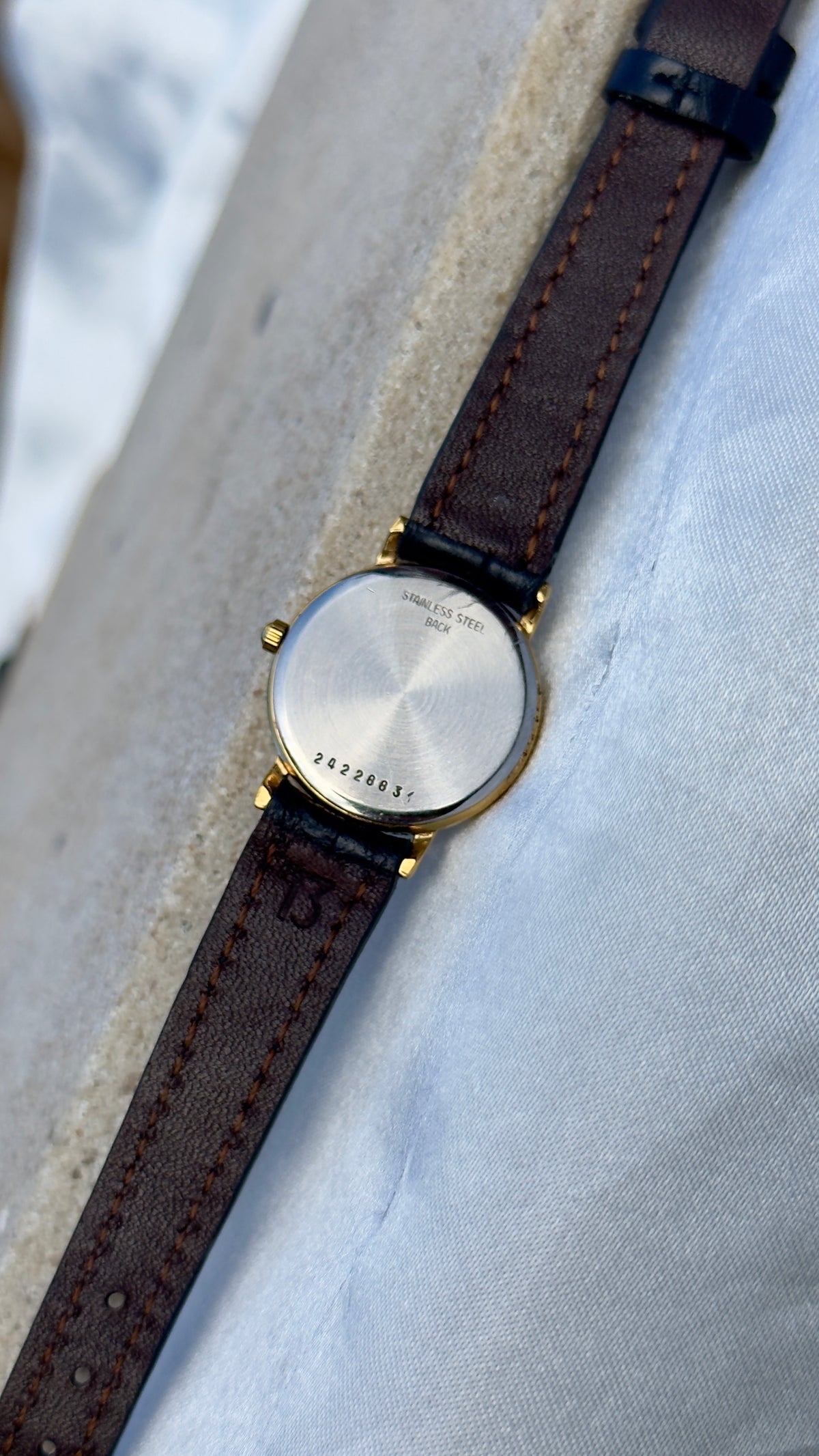 Longines Ladies Watch 1980s - gold plated, original buckle with handmade genuine leather