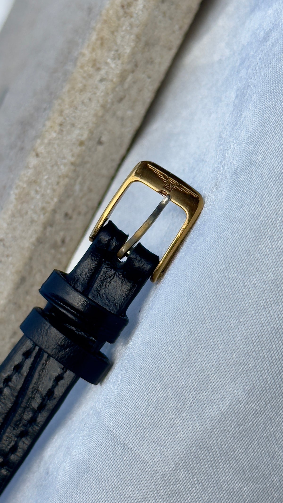 Longines Ladies Watch 1980s - gold plated, original buckle with handmade genuine leather