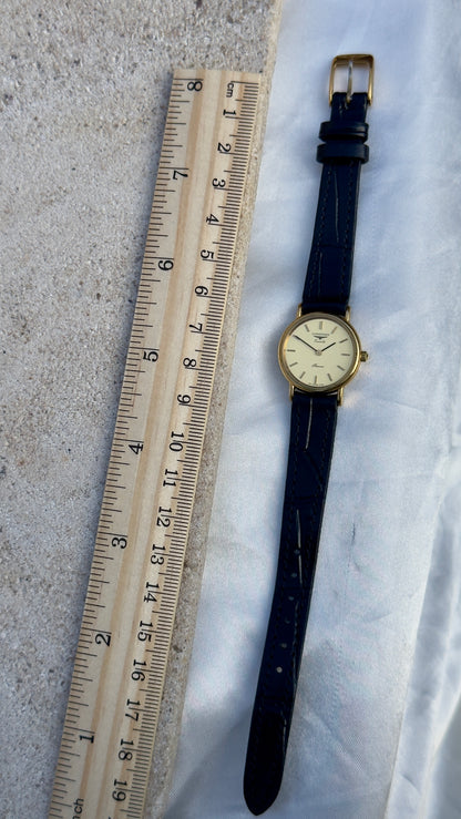 Longines Ladies Watch 1980s - gold plated, original buckle with handmade genuine leather