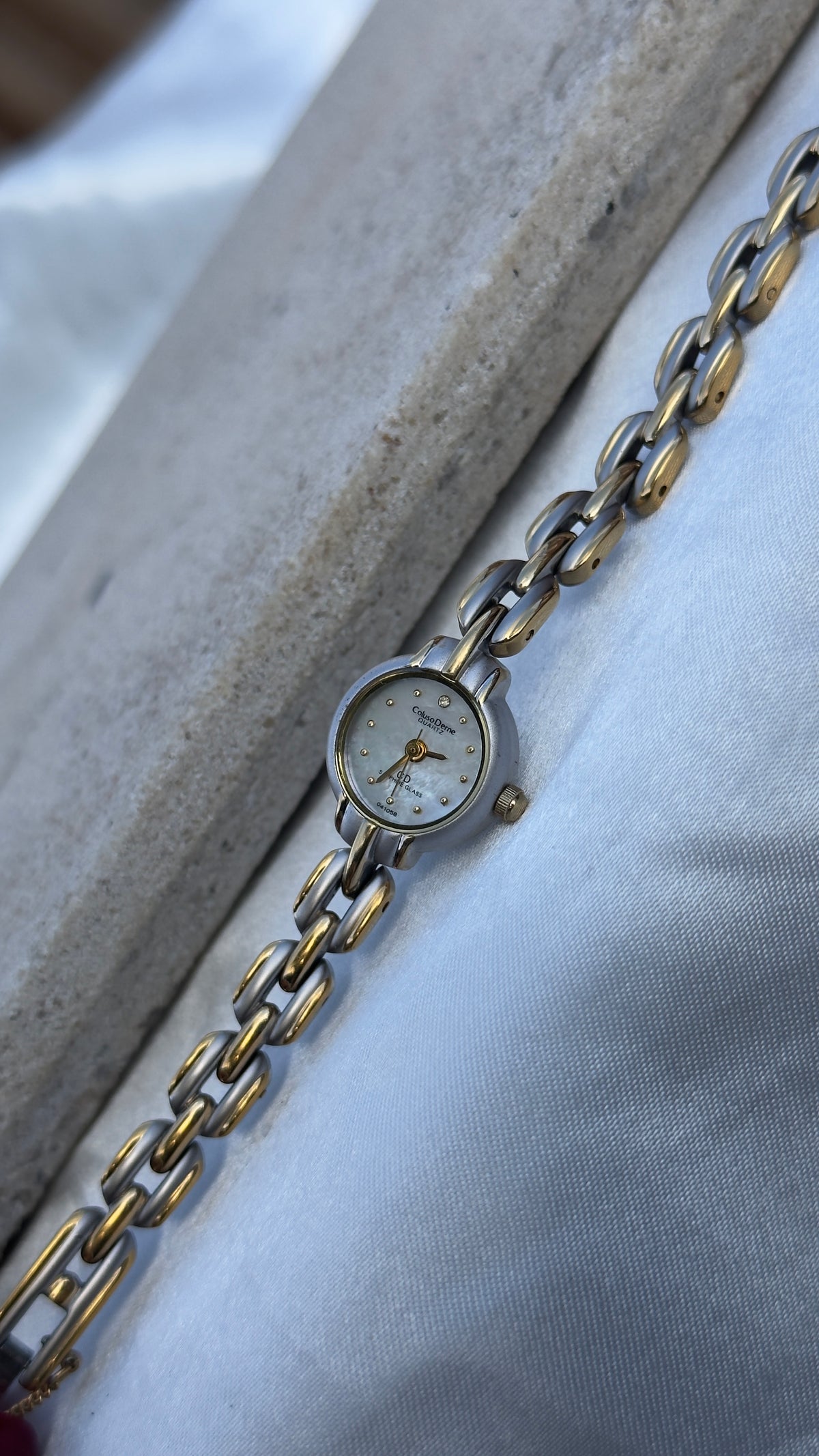 Coluso Derne Vintage Watch - Gold Plated, Mother of Pearl Dial for petite wrists