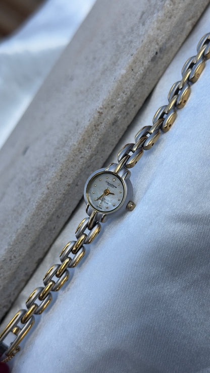 Coluso Derne Vintage Watch - Gold Plated, Mother of Pearl Dial for petite wrists