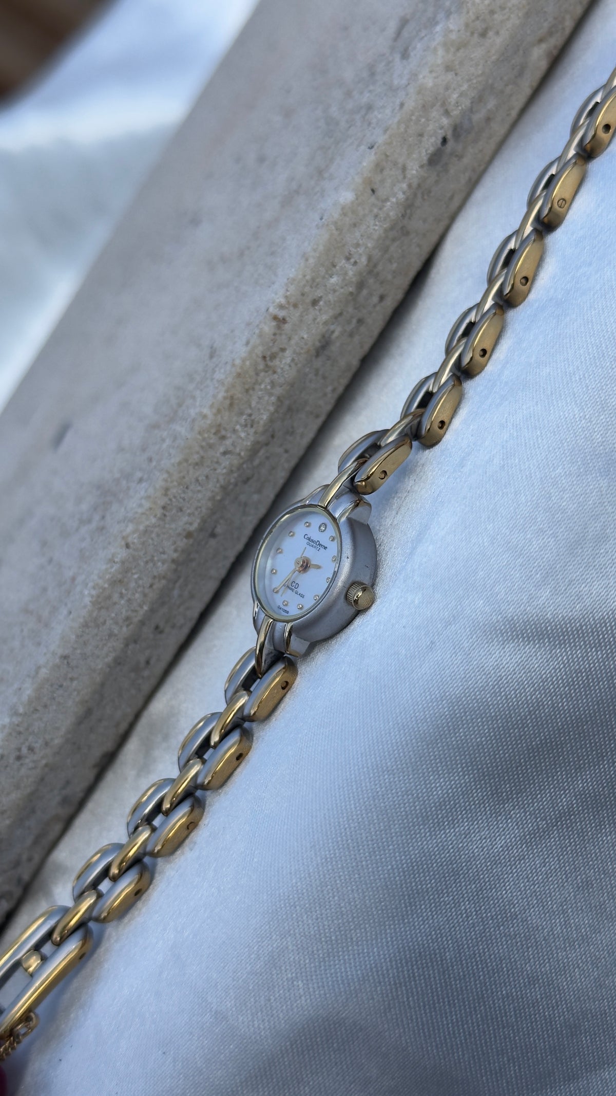 Coluso Derne Vintage Watch - Gold Plated, Mother of Pearl Dial for petite wrists