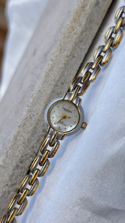 Coluso Derne Vintage Watch - Gold Plated, Mother of Pearl Dial for petite wrists
