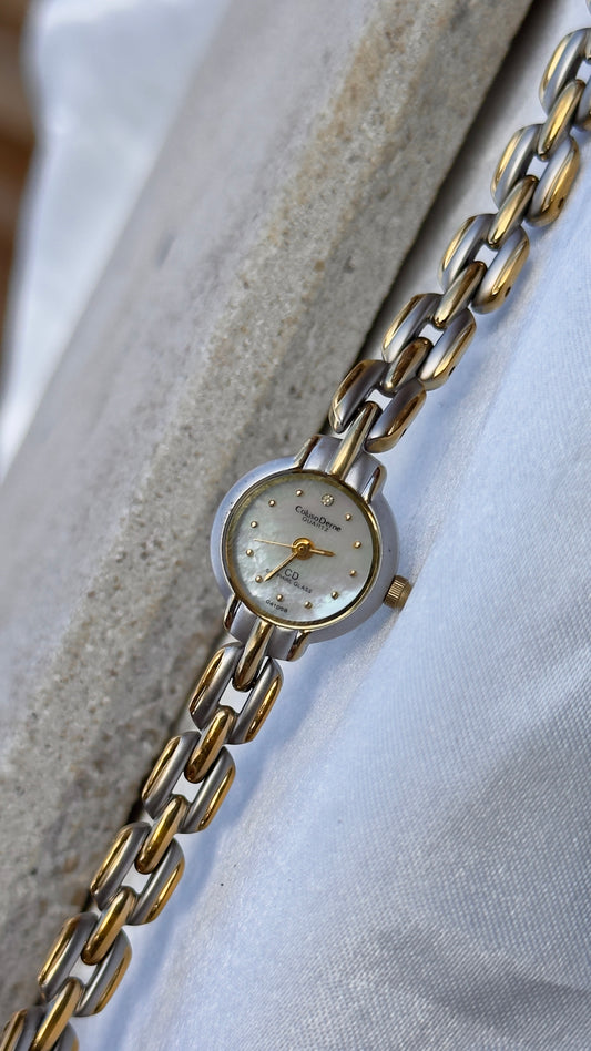 Coluso Derne Vintage Watch - Gold Plated, Mother of Pearl Dial for petite wrists