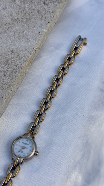 Coluso Derne Vintage Watch - Gold Plated, Mother of Pearl Dial for petite wrists
