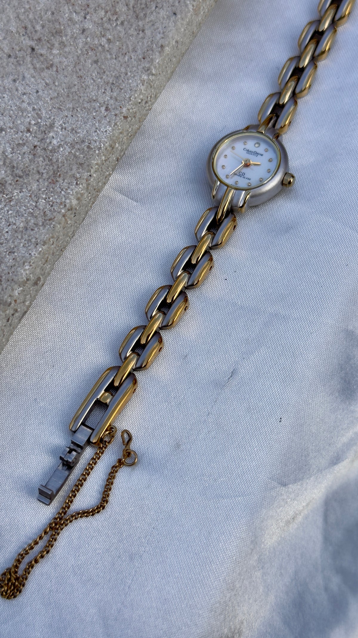 Coluso Derne Vintage Watch - Gold Plated, Mother of Pearl Dial for petite wrists
