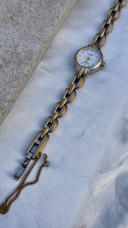 Coluso Derne Vintage Watch - Gold Plated, Mother of Pearl Dial for petite wrists