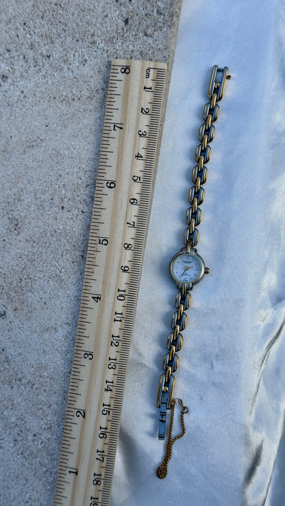 Coluso Derne Vintage Watch - Gold Plated, Mother of Pearl Dial for petite wrists