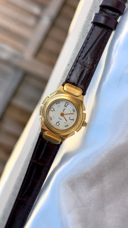 Yves Saint Laurent "Paris After Hours" vintage watch (YSL) 1995 - Bespoke genuine leather