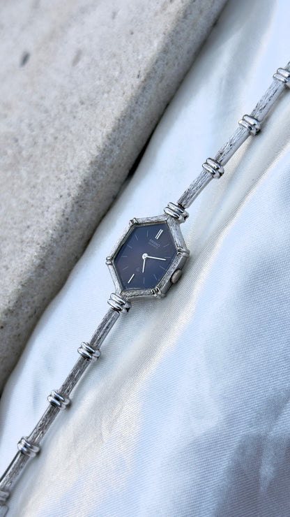 Ultra Rare Seiko Octagon Deep Blue Dial Vintage Watch 1989