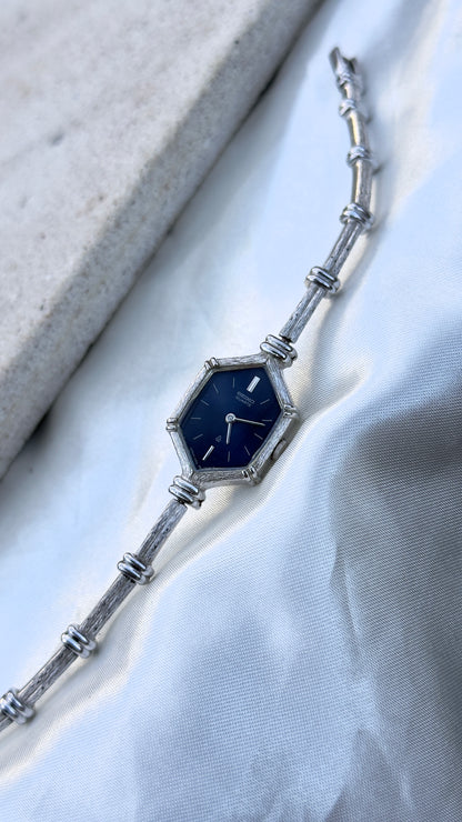 Ultra Rare Seiko Octagon Deep Blue Dial Vintage Watch 1989