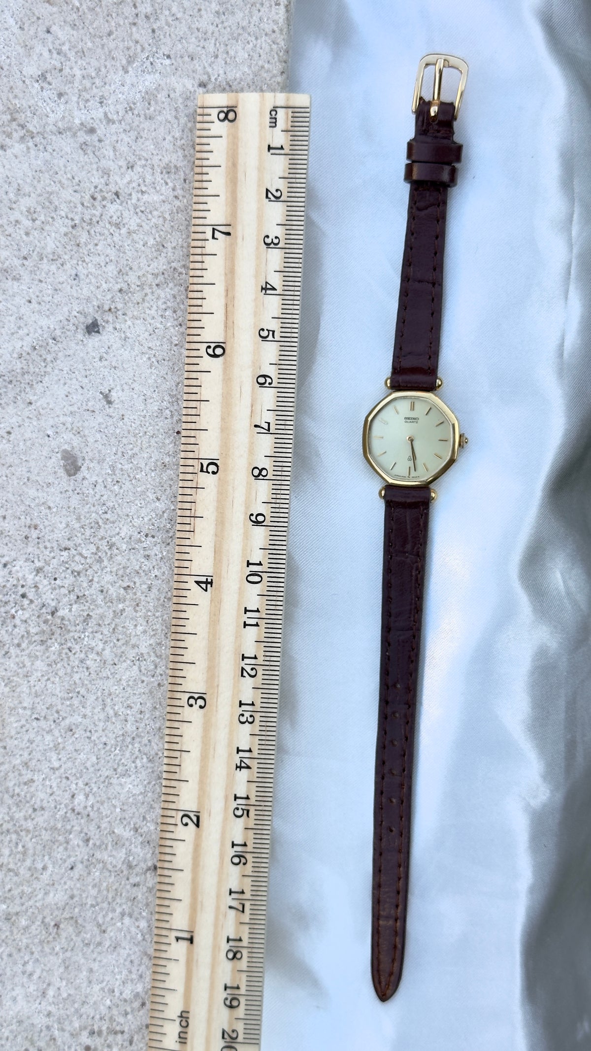 Vintage 1980 Octagon Seiko Watch - Gold Plated Case, Genuine Handmade Leather