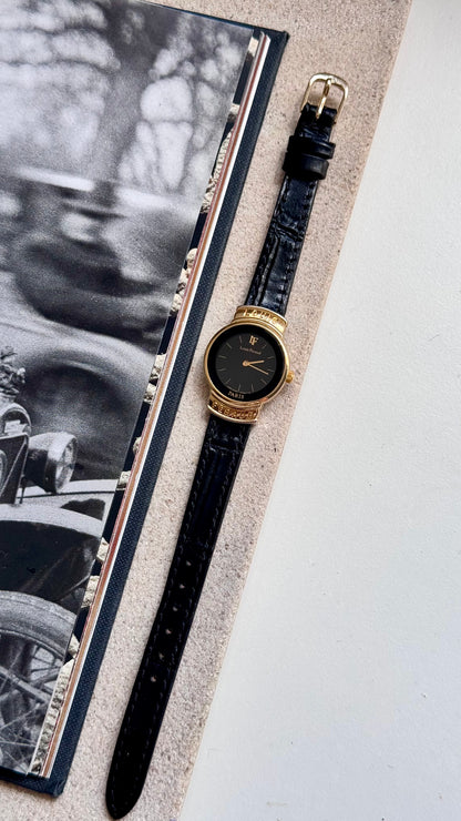 Louis Féraud vintage watch - gold plated with black dial