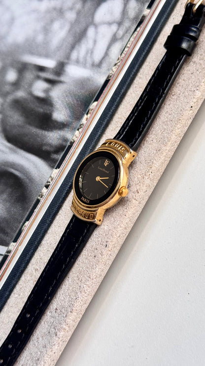 Louis Féraud vintage watch - gold plated with black dial