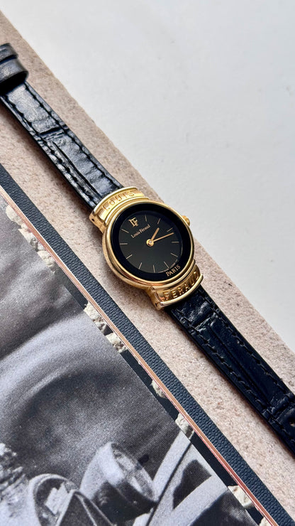 Louis Féraud vintage watch - gold plated with black dial