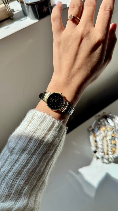 Louis Féraud vintage watch - gold plated with black dial