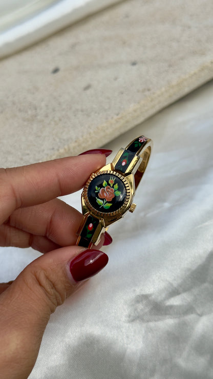 Art Deco Itraco Peekaboo vintage watch - hand painted bangle