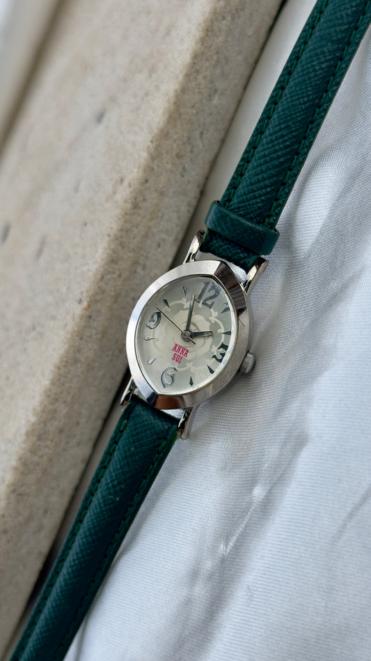 Vintage 1990s Anna Sui Watch - Green Leather