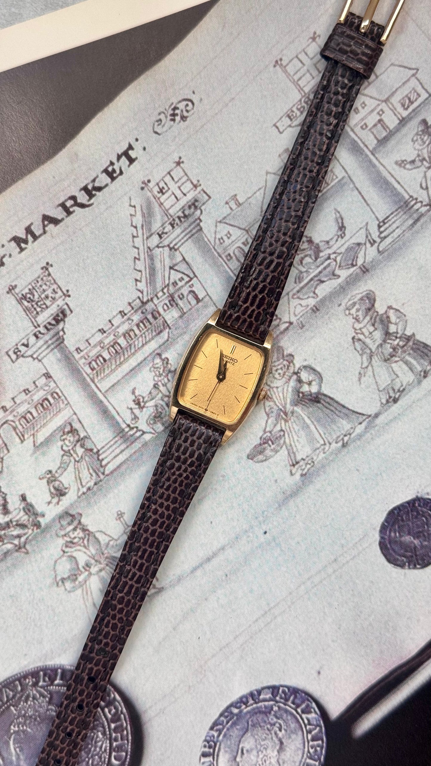 Vintage Seiko 1996 Watch - Gold Plated, Original Leather