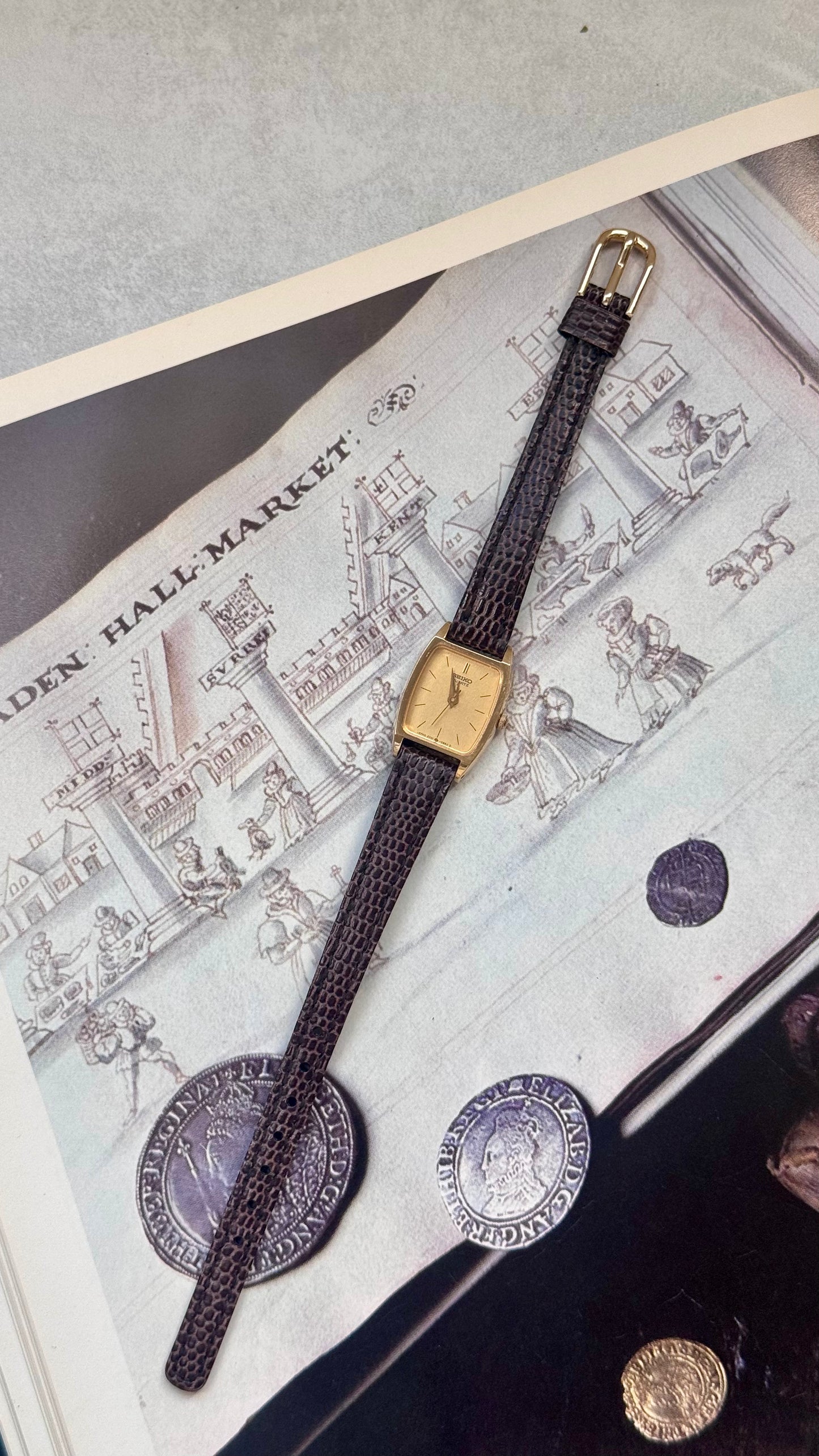 Vintage Seiko 1996 Watch - Gold Plated, Original Leather