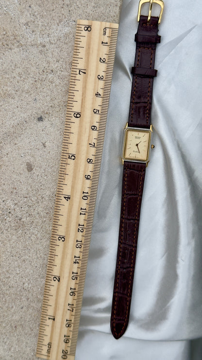 Vintage Seiko Exceline Women's Tank Watch 1985 - Gold Plated, Mint Condition