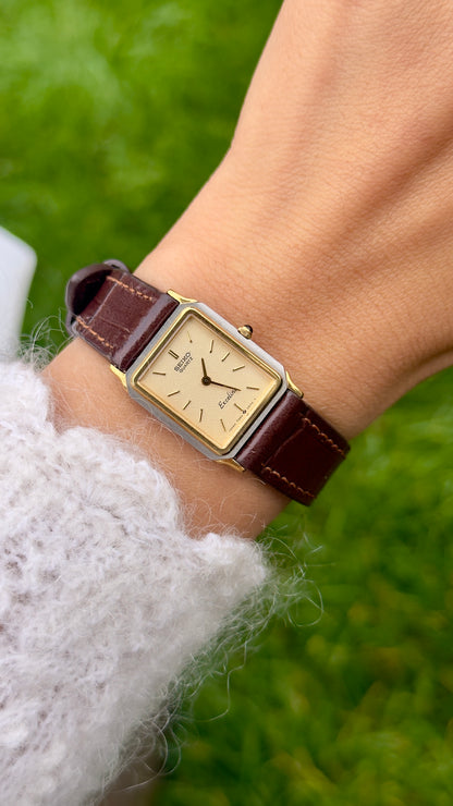 Vintage Seiko Exceline Women's Tank Watch 1985 - Gold Plated, Mint Condition