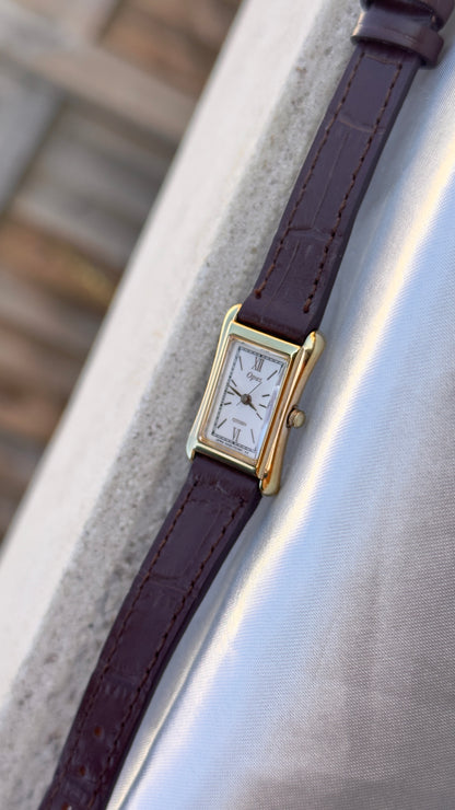 Super Rare Citizen Opus vintage tank watch 1995 - 18k Gold Plate, Bespoke Leather