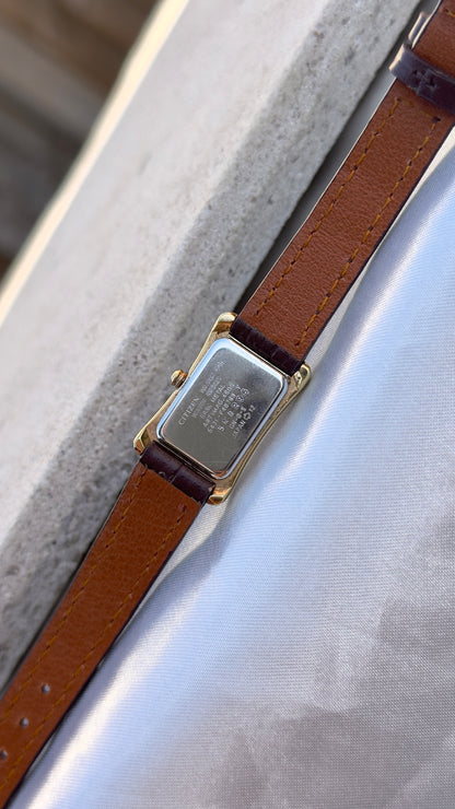 Super Rare Citizen Opus vintage tank watch 1995 - 18k Gold Plate, Bespoke Leather