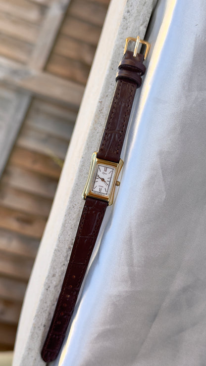 Super Rare Citizen Opus vintage tank watch 1995 - 18k Gold Plate, Bespoke Leather