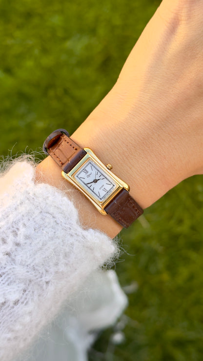 Super Rare Citizen Opus vintage tank watch 1995 - 18k Gold Plate, Bespoke Leather