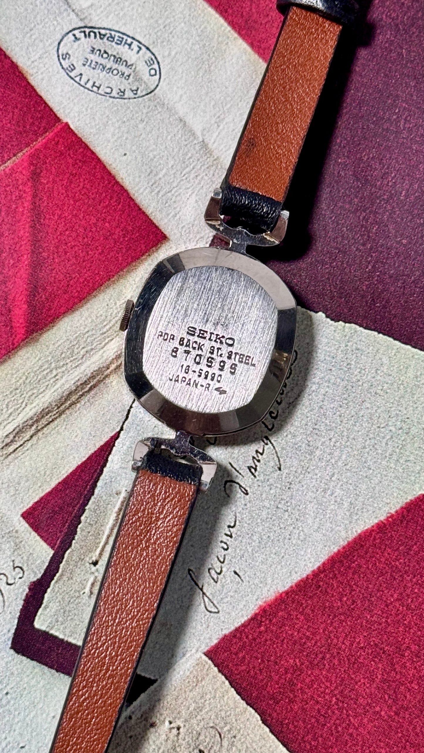 Vintage Seiko 1988 Watch - Palladium Plated, Deep Blue Dial, Bespoke Leather