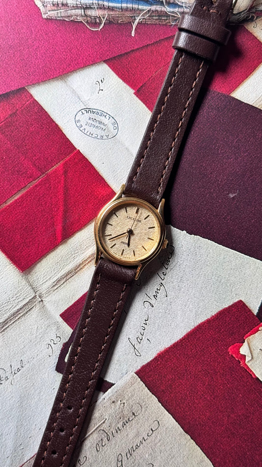 Vintage Seiko Exceline 1994 Watch - 30 Micron Gold Plated, Champaign Dial, Bespoke Leather