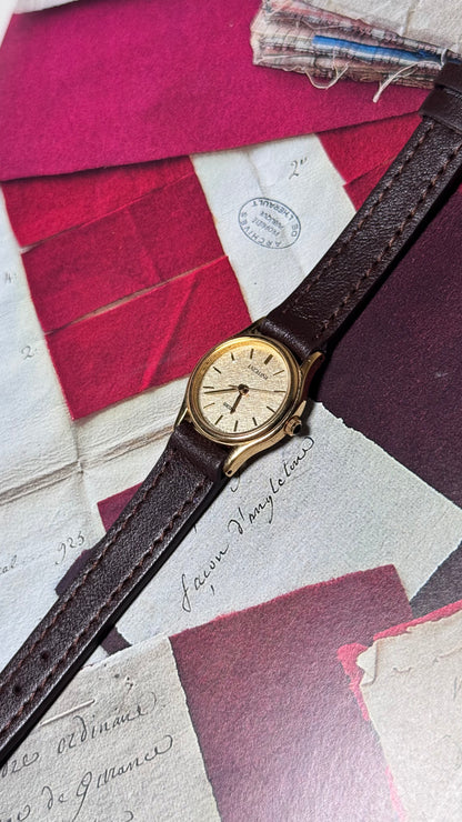 Vintage Seiko Exceline 1994 Watch - 30 Micron Gold Plated, Champaign Dial, Bespoke Leather