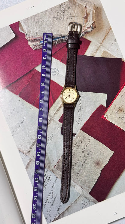 Vintage Seiko Exceline 1994 Watch - 30 Micron Gold Plated, Champaign Dial, Bespoke Leather