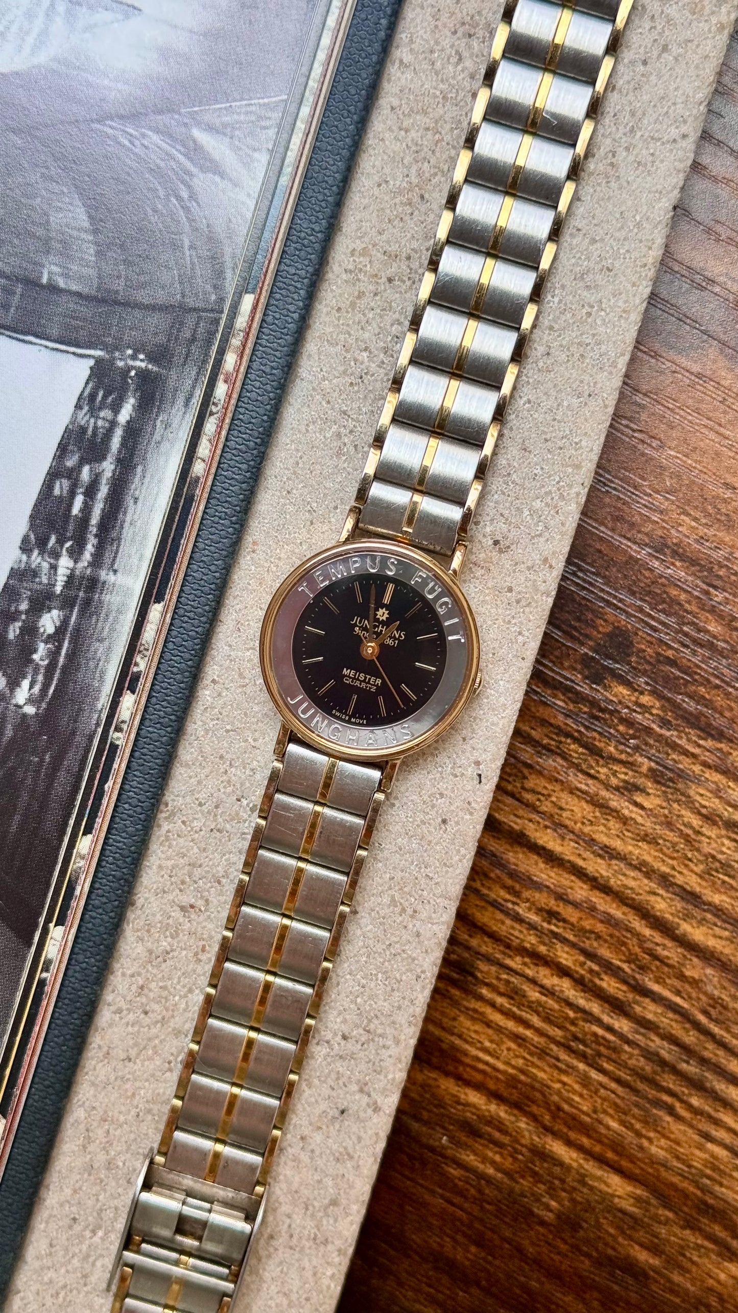 Vintage Junghans Meister Quartz Watch | Tempus Fugit Black Dial