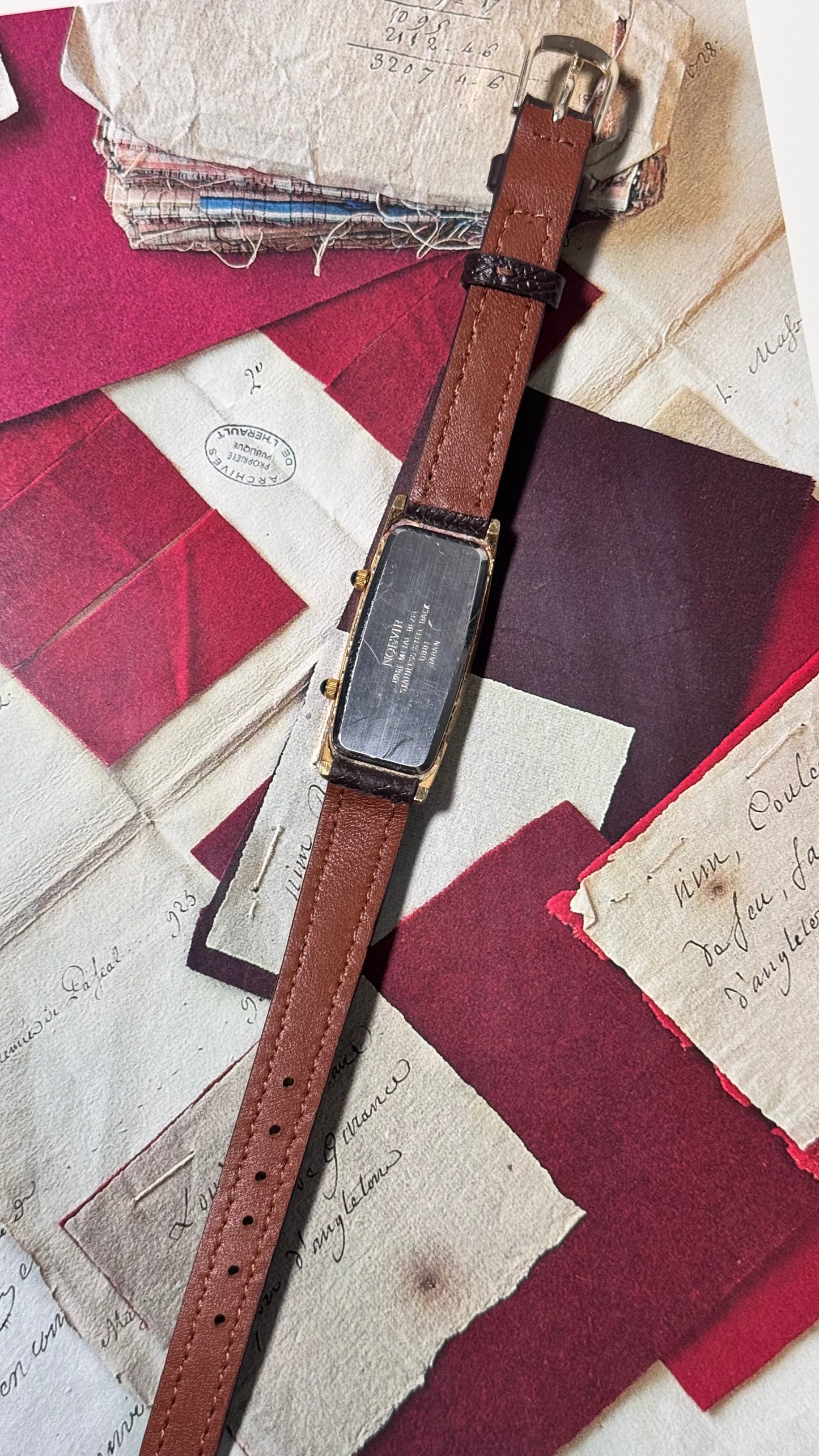 Vintage Citizen Noevir Dual Time Watch, Bespoke Leather