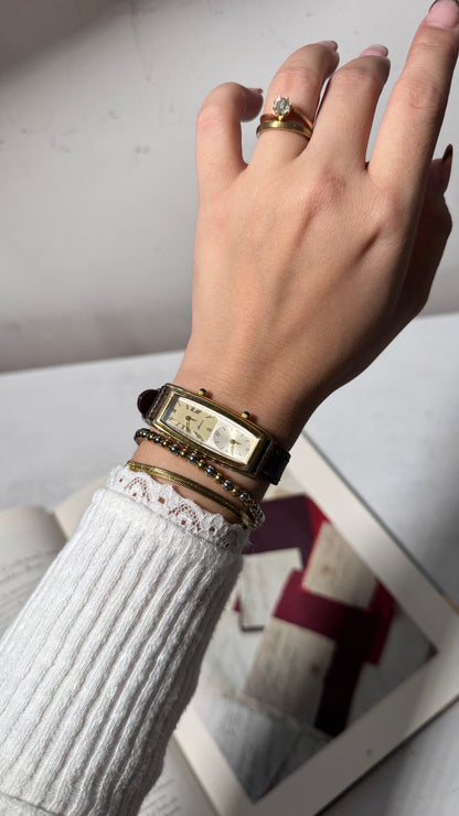 Vintage Citizen Noevir Dual Time Watch, Bespoke Leather