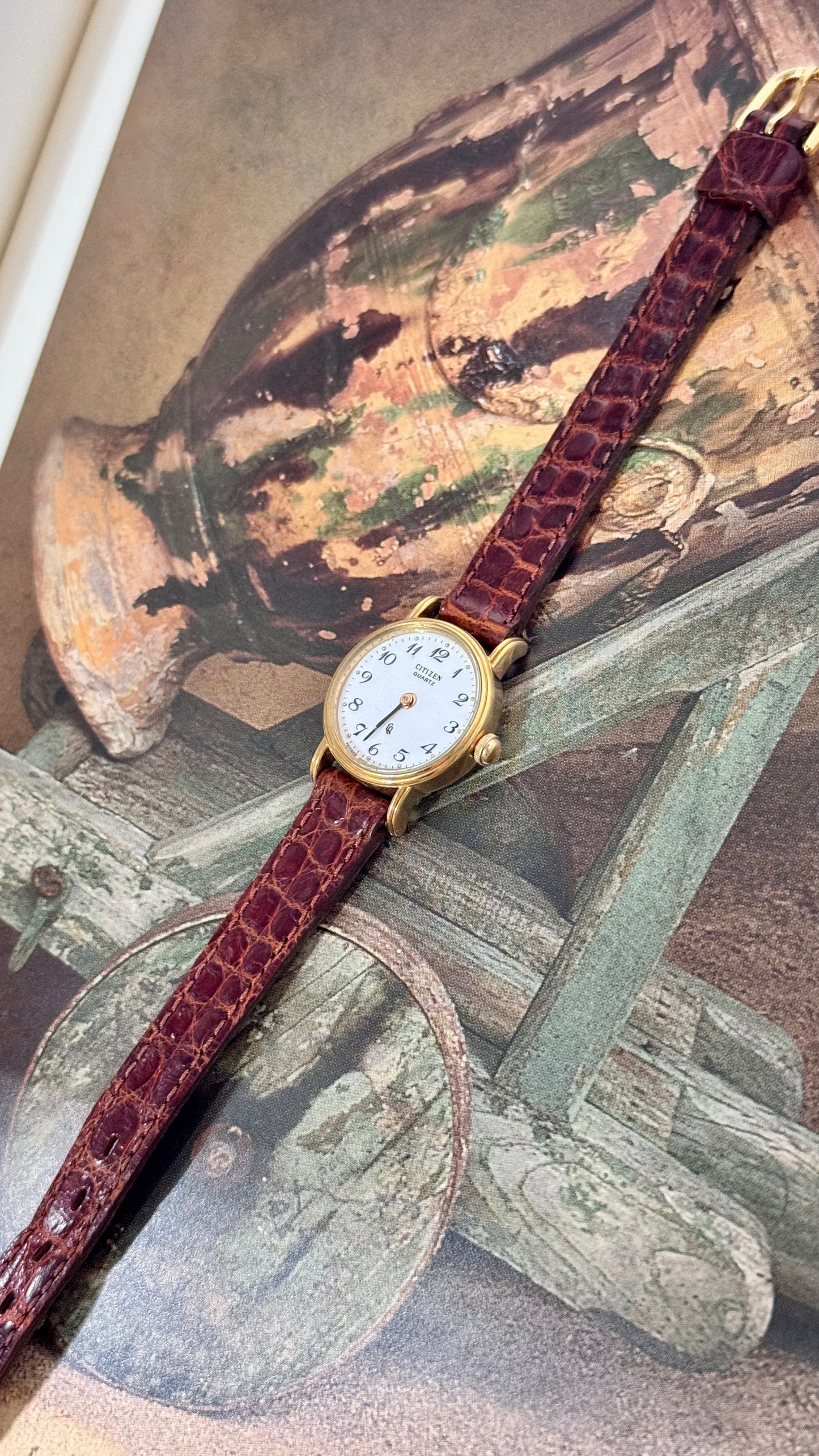 Vintage Citizen French-made Watch 1990 - Original Genuine Leather