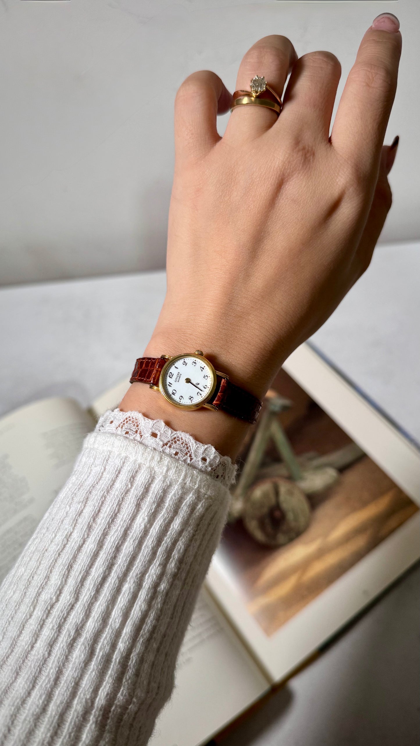 Vintage Citizen French-made Watch 1990 - Original Genuine Leather