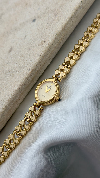 Claudia Vintage Watch 1991 - Enameled Heart Bracelet