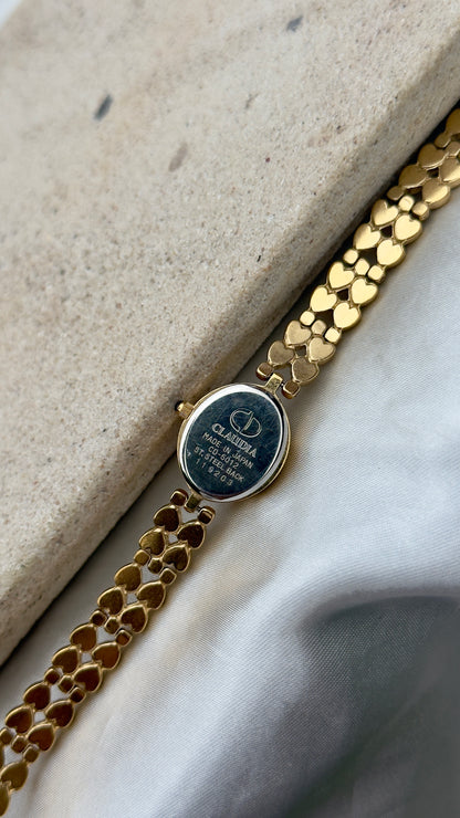 Claudia Vintage Watch 1991 - Enameled Heart Bracelet
