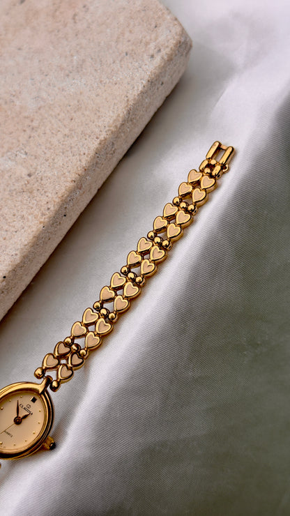 Claudia Vintage Watch 1991 - Enameled Heart Bracelet
