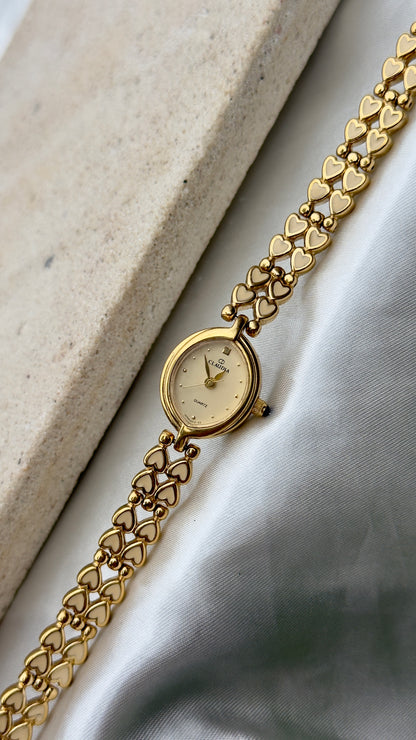 Claudia Vintage Watch 1991 - Enameled Heart Bracelet