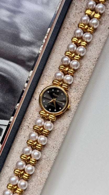 Rapport vintage watch - faux pearl bracelet
