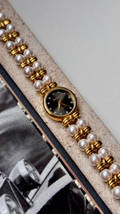 Rapport vintage watch - faux pearl bracelet